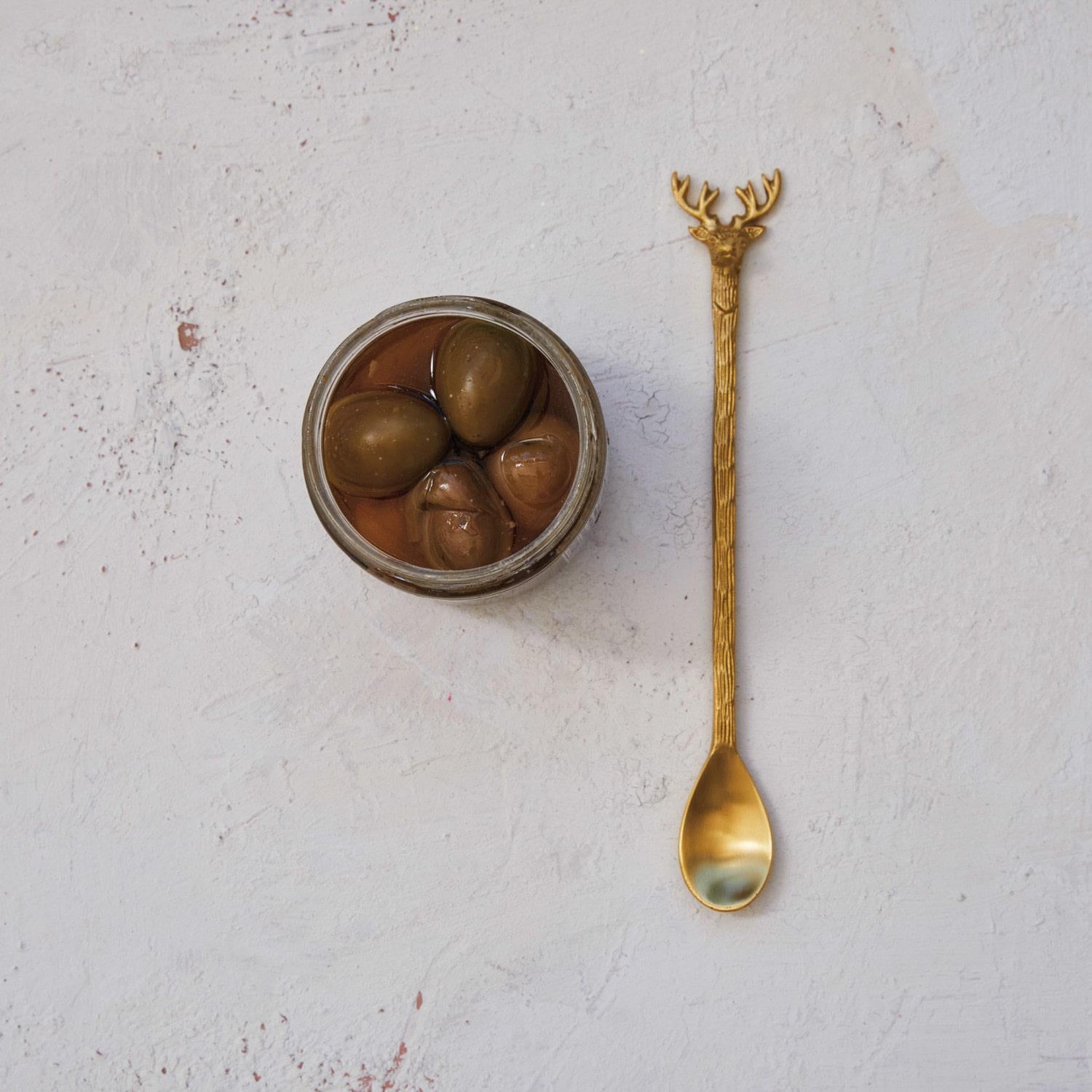 Reindeer Handle Brass Cocktail Spoon