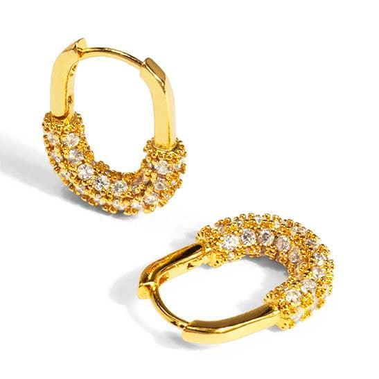 Pavé Gold Micro Huggie Earring