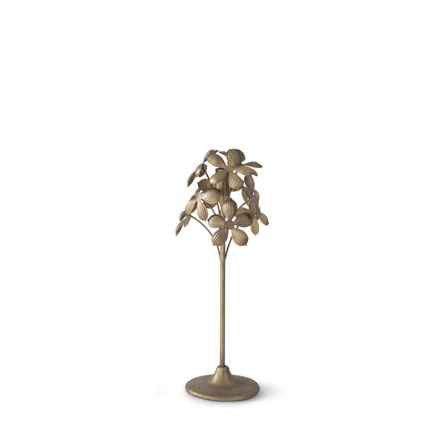 Gold Metal Flower Taper Candleholder