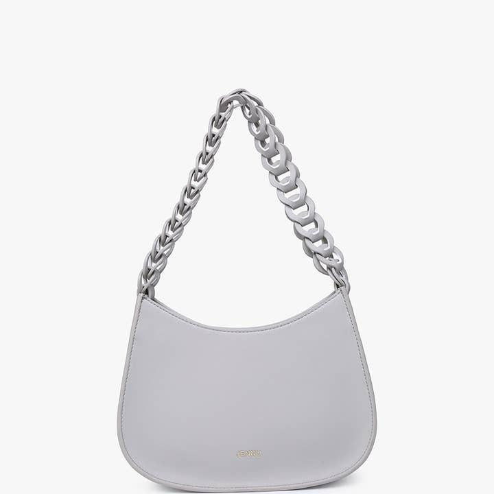 Petra Curved Chain Light Grey Shoulder Bag