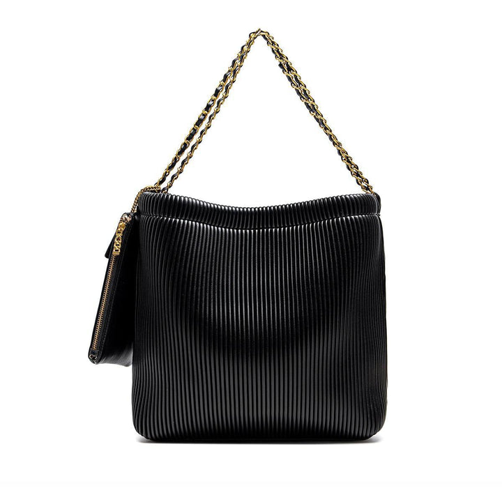 Isabella Shoulder Bag |Black Pleated