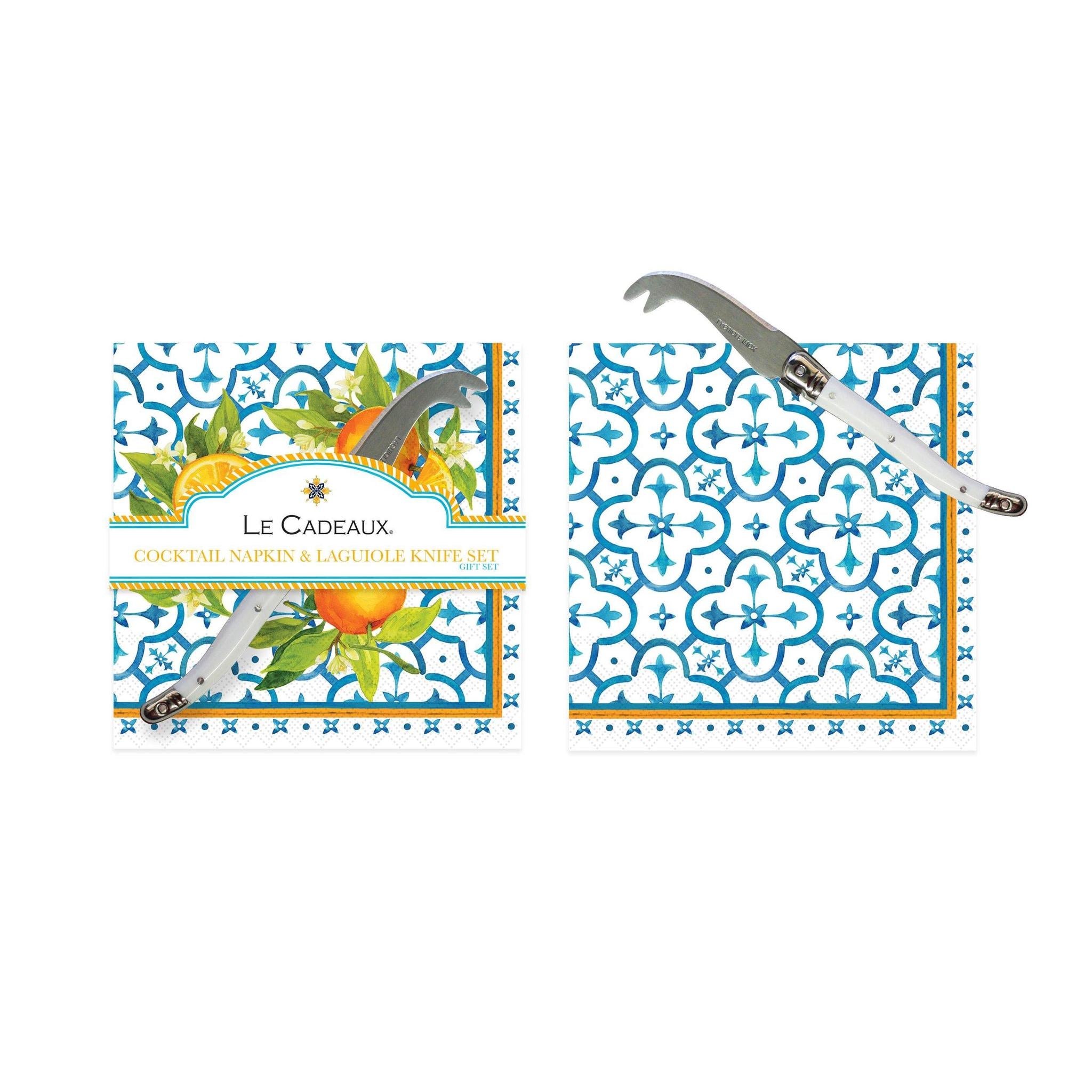Valencia Cocktail Napkins & Cheese Knife Set