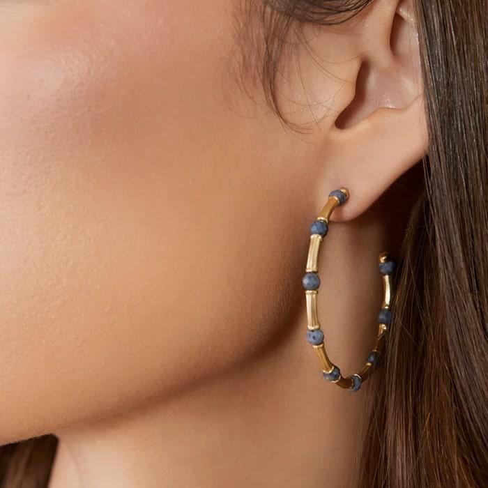 Calm Waters Blue Hoop Earrings