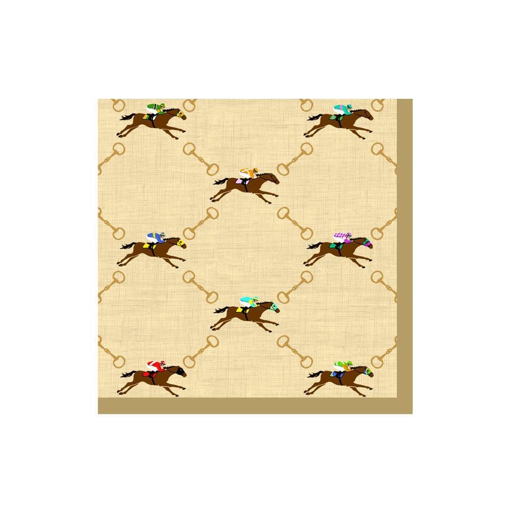 And They'Re Off Linen Cocktail Napkins