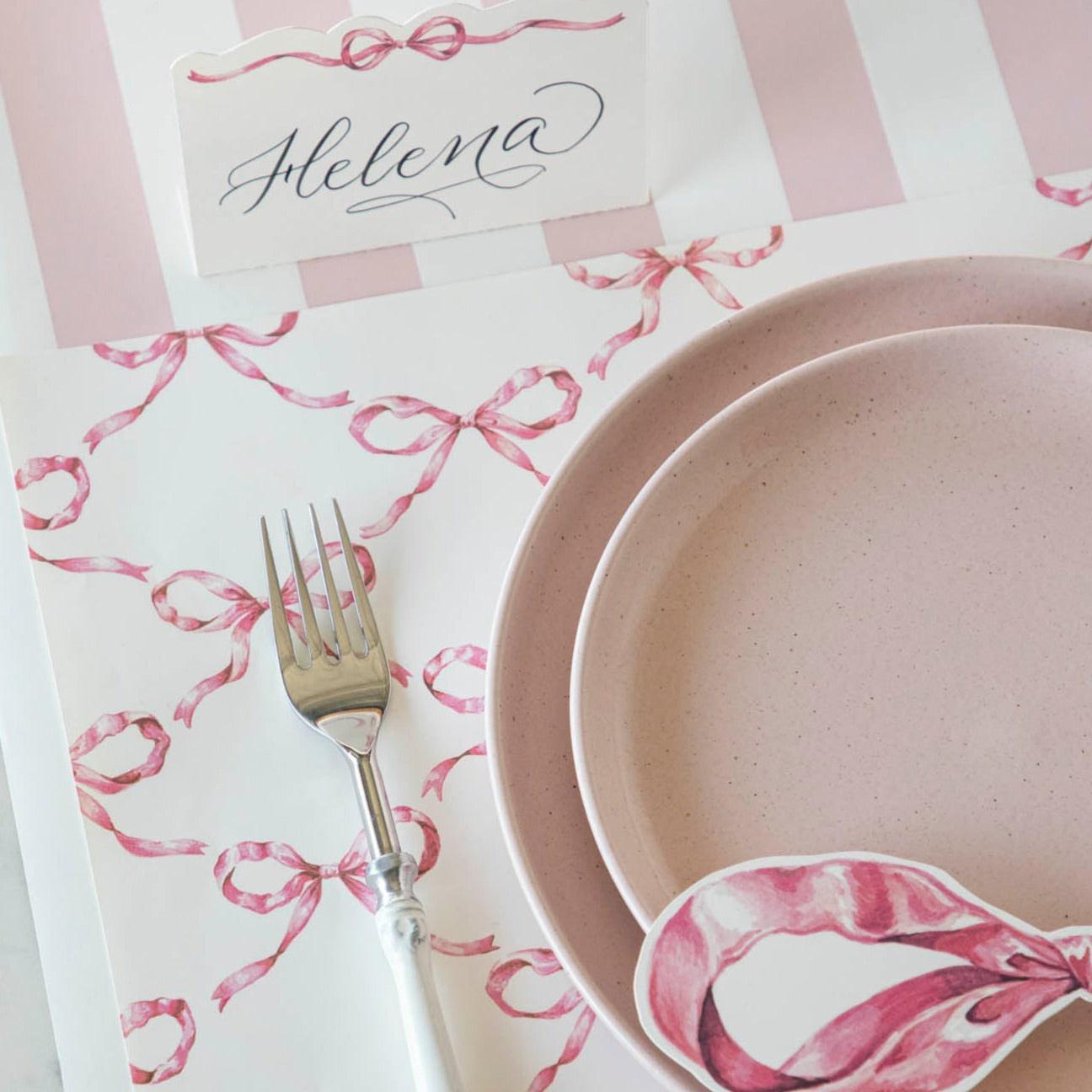 Pink Bow Lattice Placemat