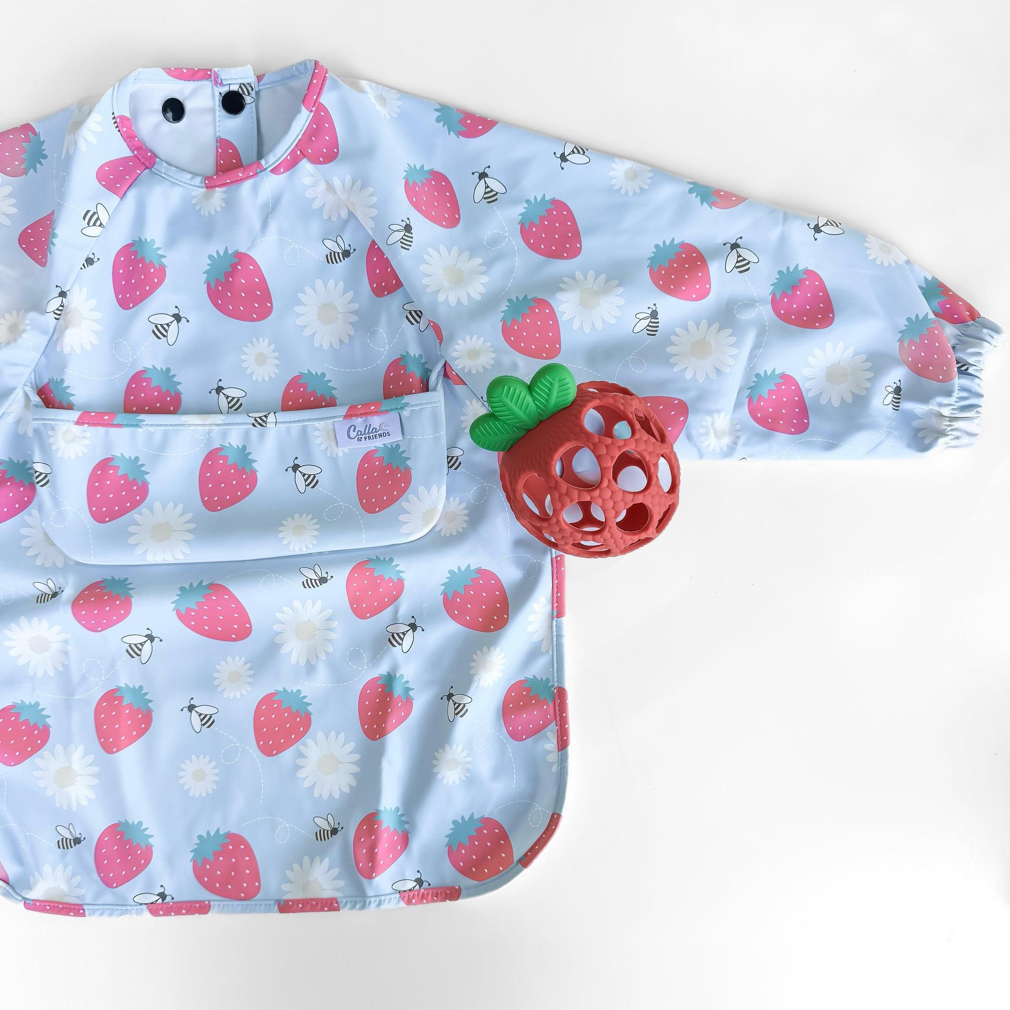 Strawberry Patch Long Sleeve Bib