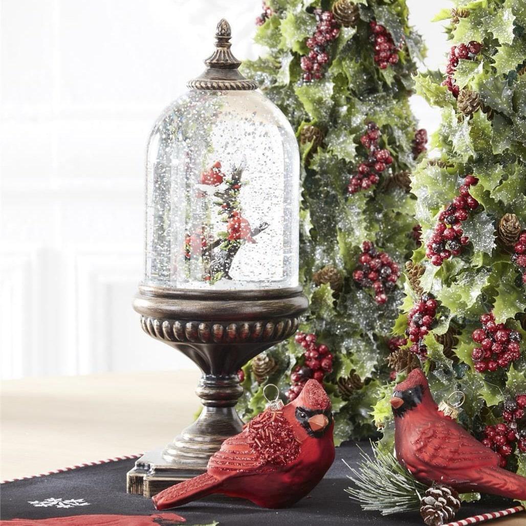 Cardinal Water Spinning LED Snow Globe