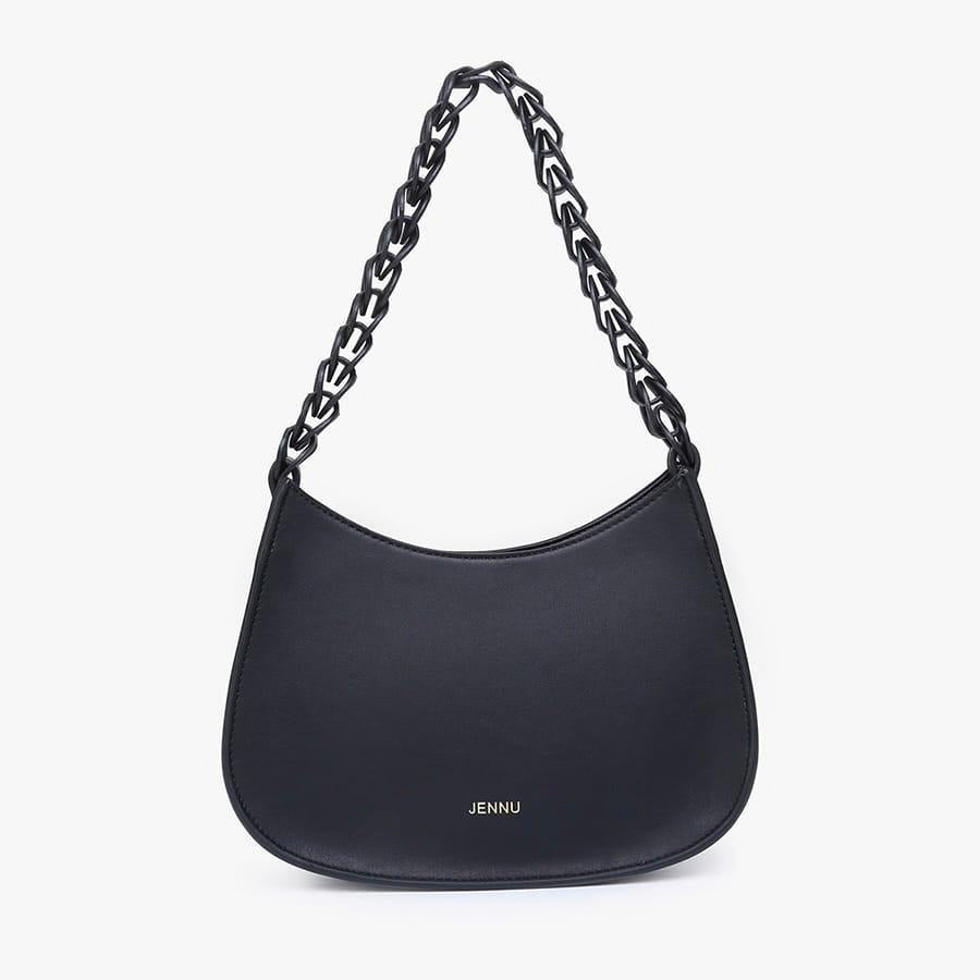 Petra Curved Chain Black Shoulder Bag