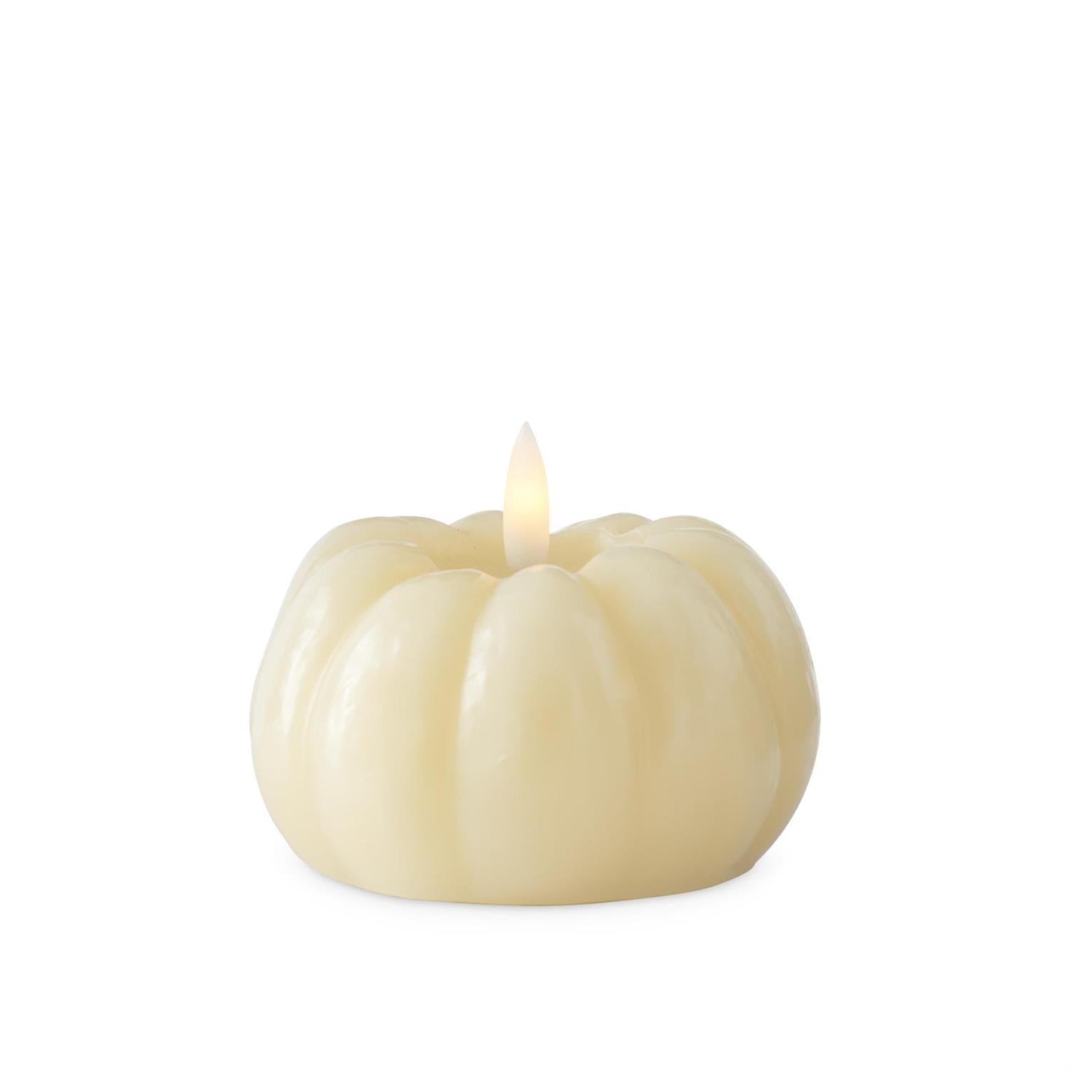 Cream Wax LED Flicker Flame Pumpkin Candle with Timer