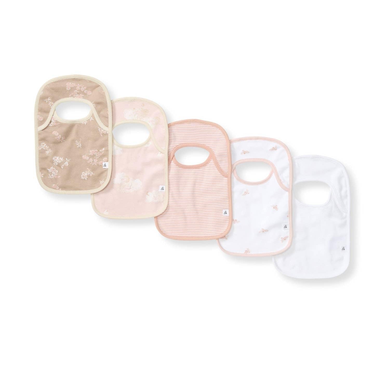 Whimsical Floral Lap Shoulder Bibs Set of 5