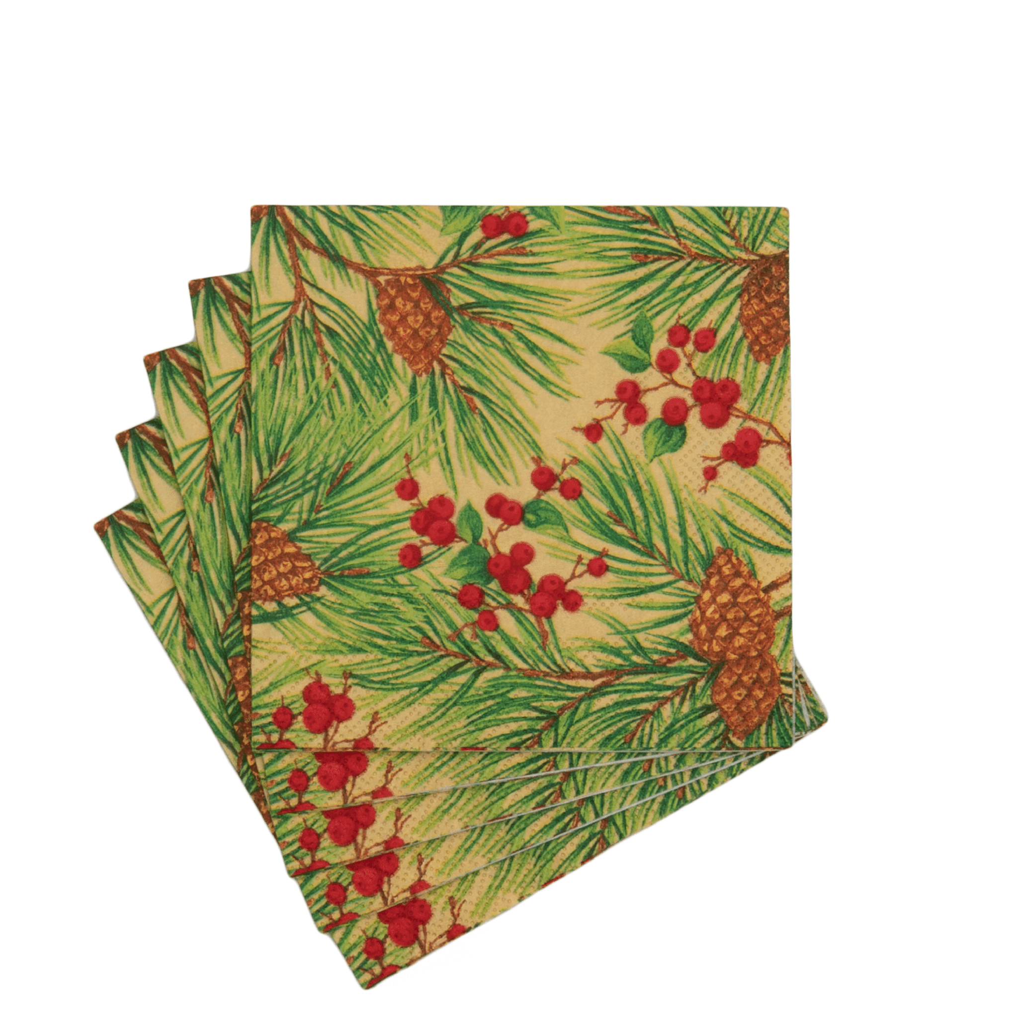 Evergreen and Berries Paper Cocktail Napkin