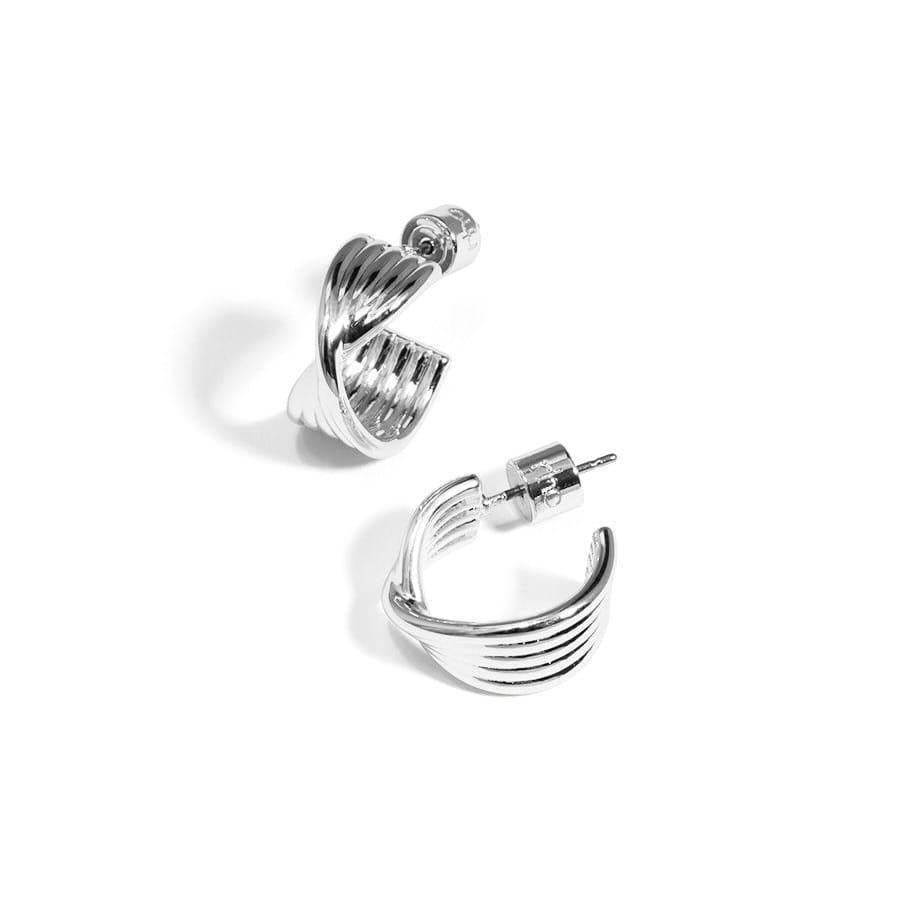 Twisted Ripple Silver Huggie Earring