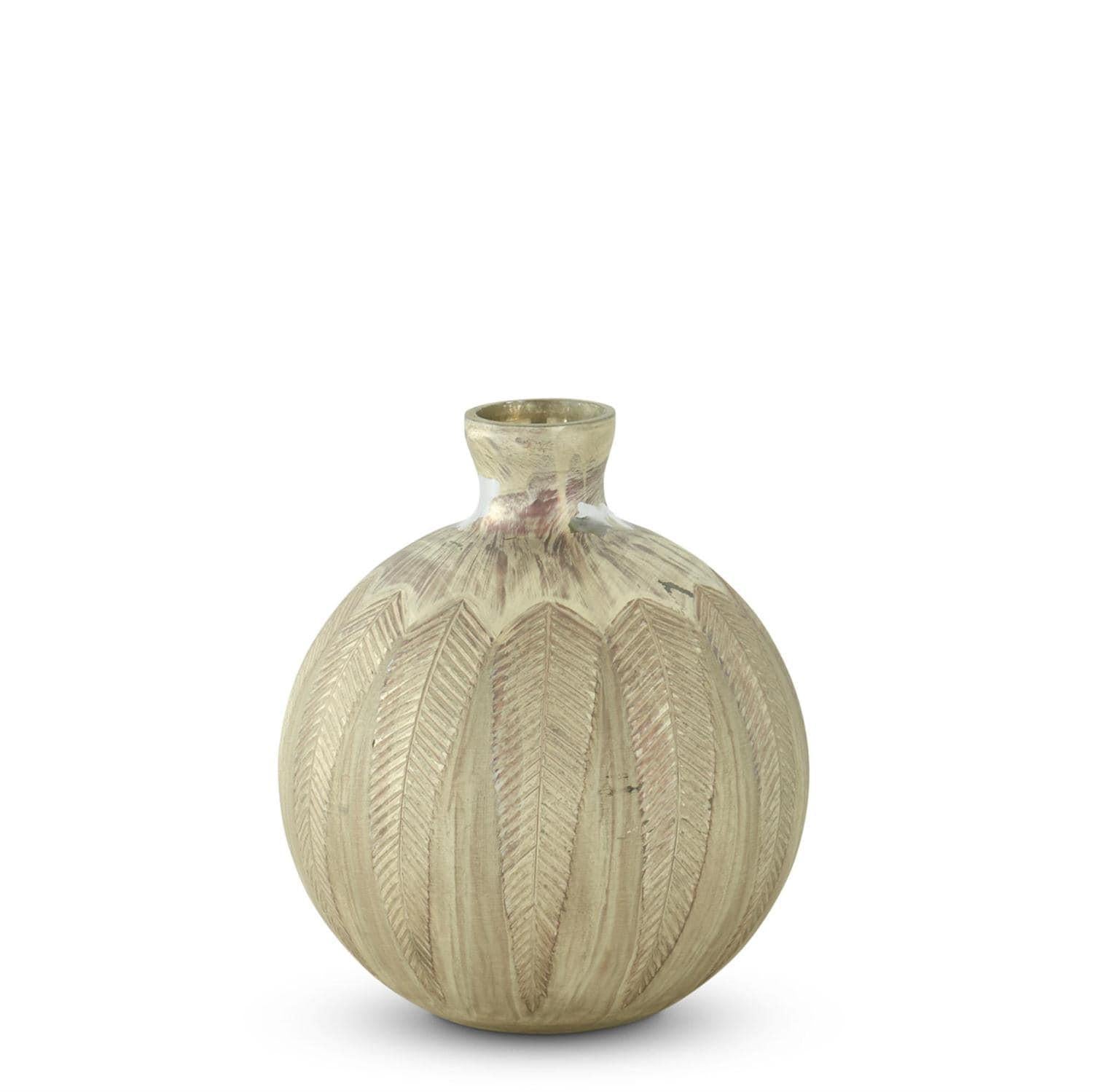 Feather Etched Champagne Vase