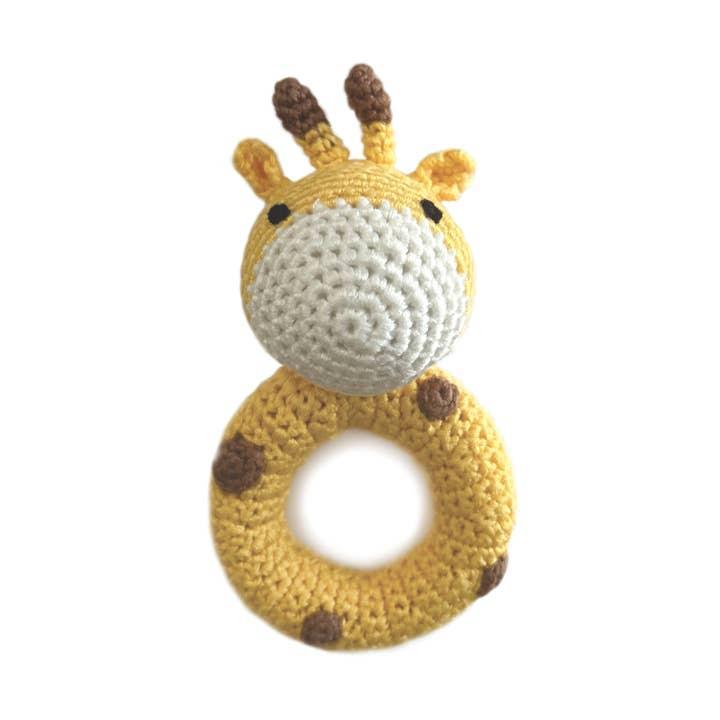 Giraffe Hand Crocheted Ring Rattle