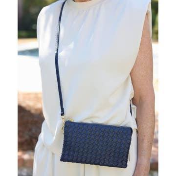 Liz Woven Navy Crossbody Bag