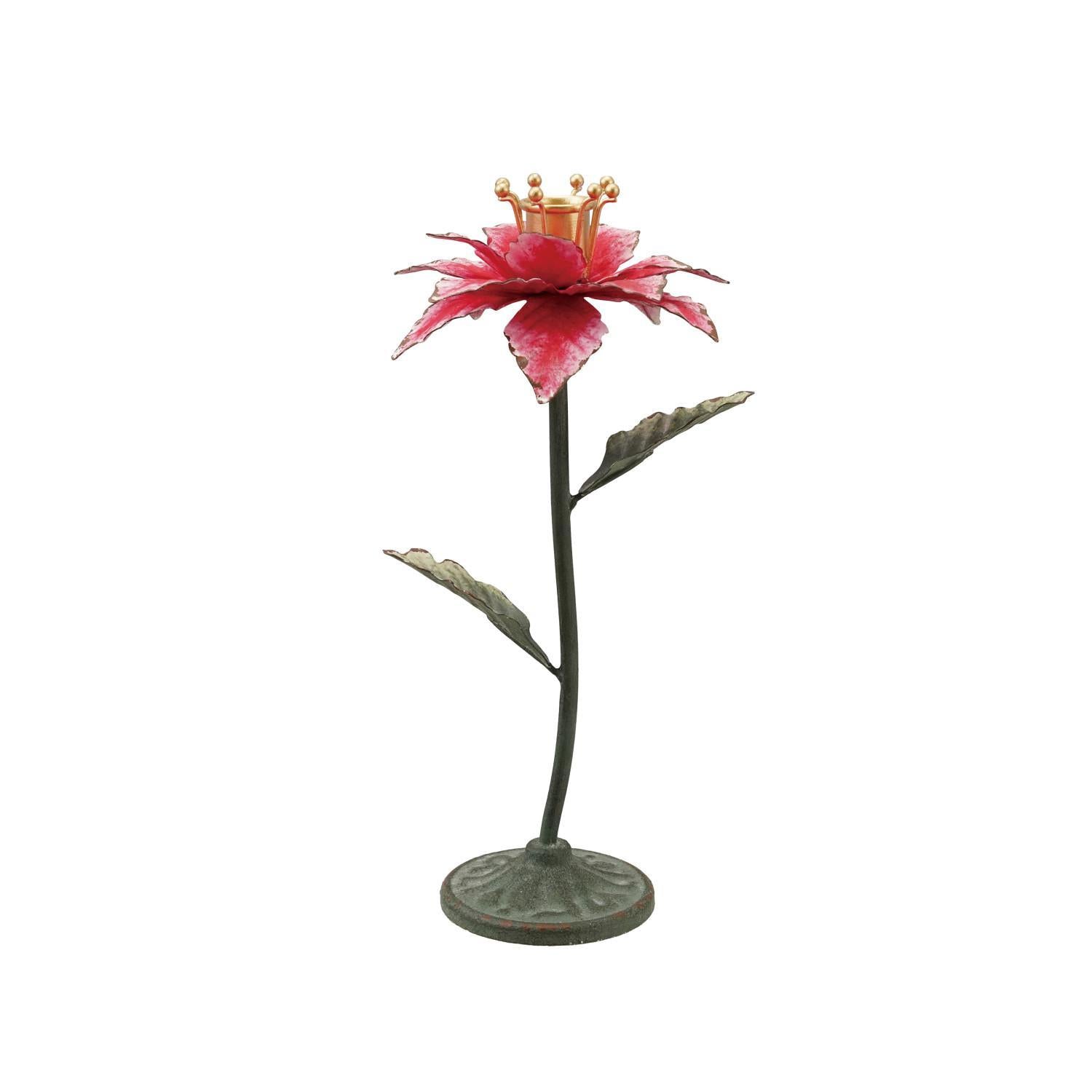 Metal Poinsettia Taper Holder