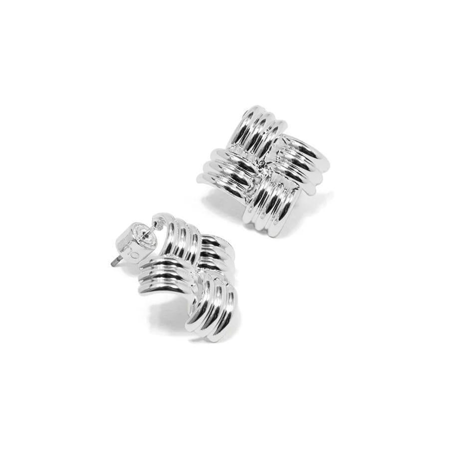 Interwoven Ridged Sliver Stud Earring
