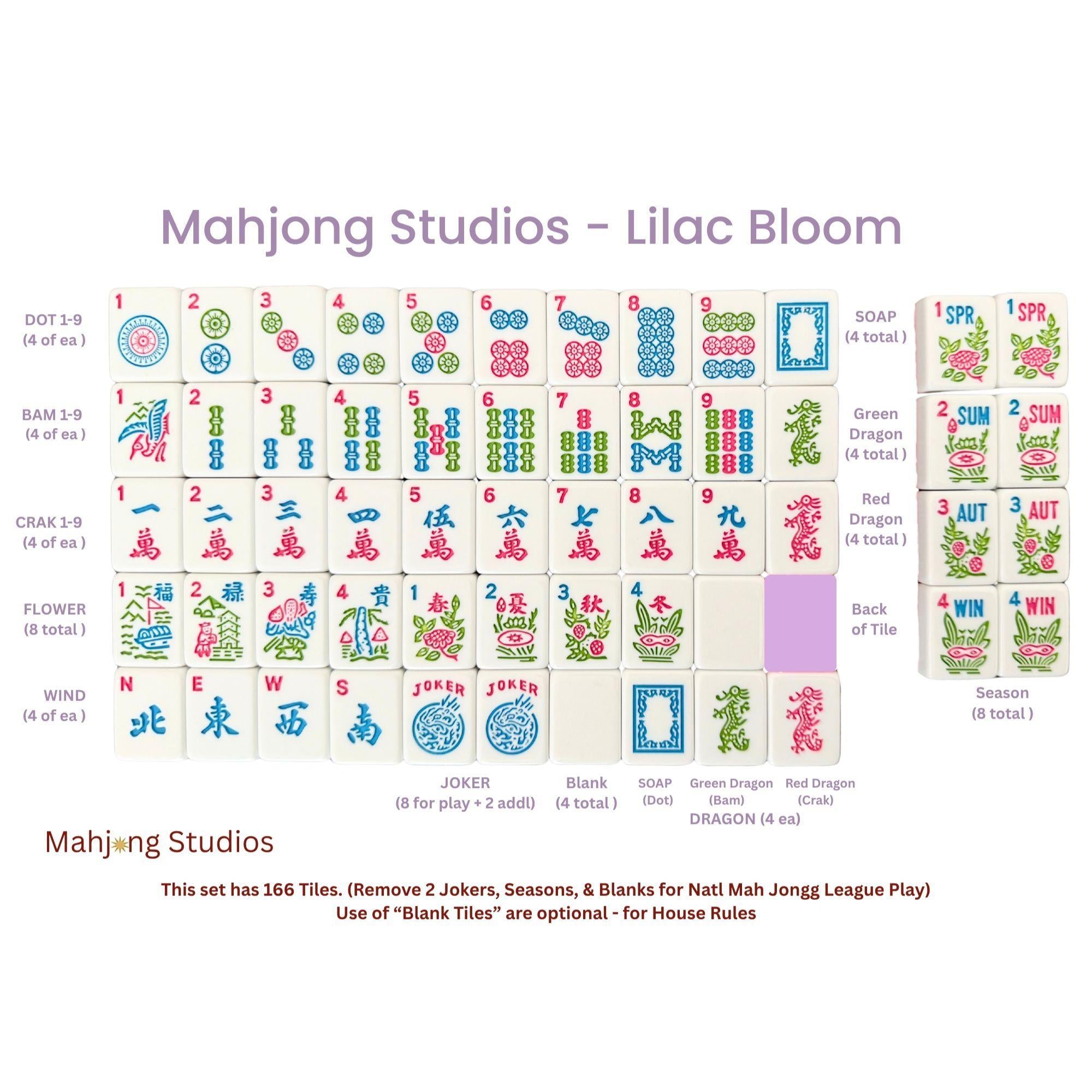 Lilac Bloom Classic Mahjong Tile Set