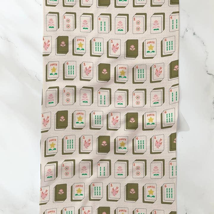 Mahjong Flower Tiles Tea Towel