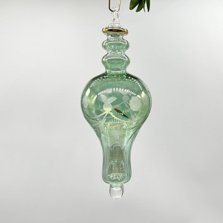 Green Etched Finial Ornament