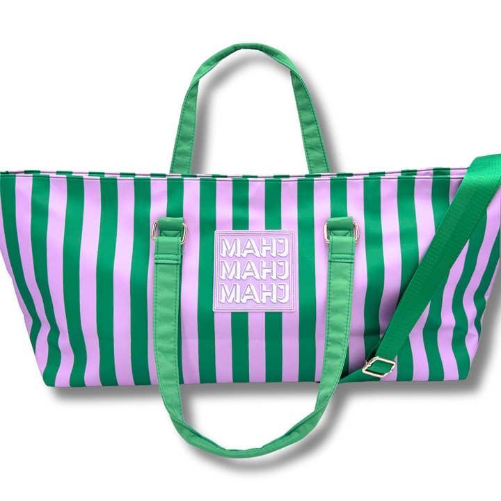 Purple & Green Stripe Mahjong Tote