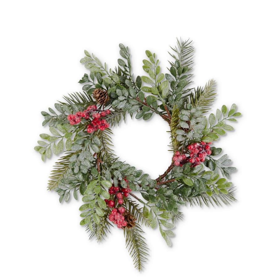 Glittered Boxwood, Berry, Pinecones, & Fir Accent Ring