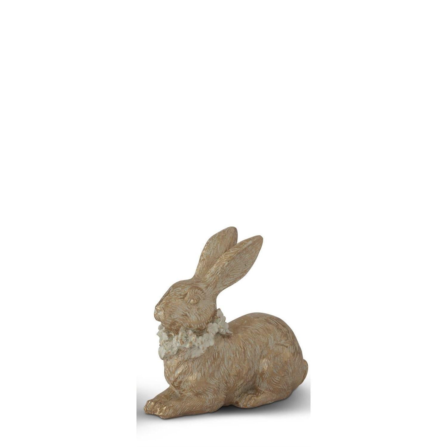 Gold Bunny with Floral Wreath