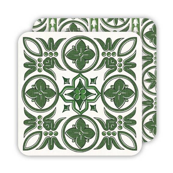 Green Verdigris Fiore Paper Coaster