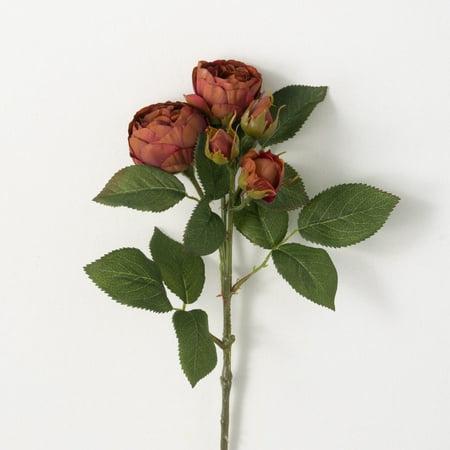 Vintage Red Multi Bloom Rose Spray