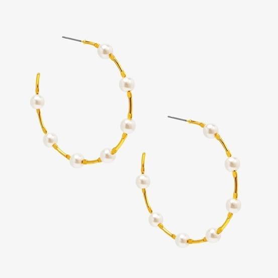 Spaced Pearl Hoop Earring