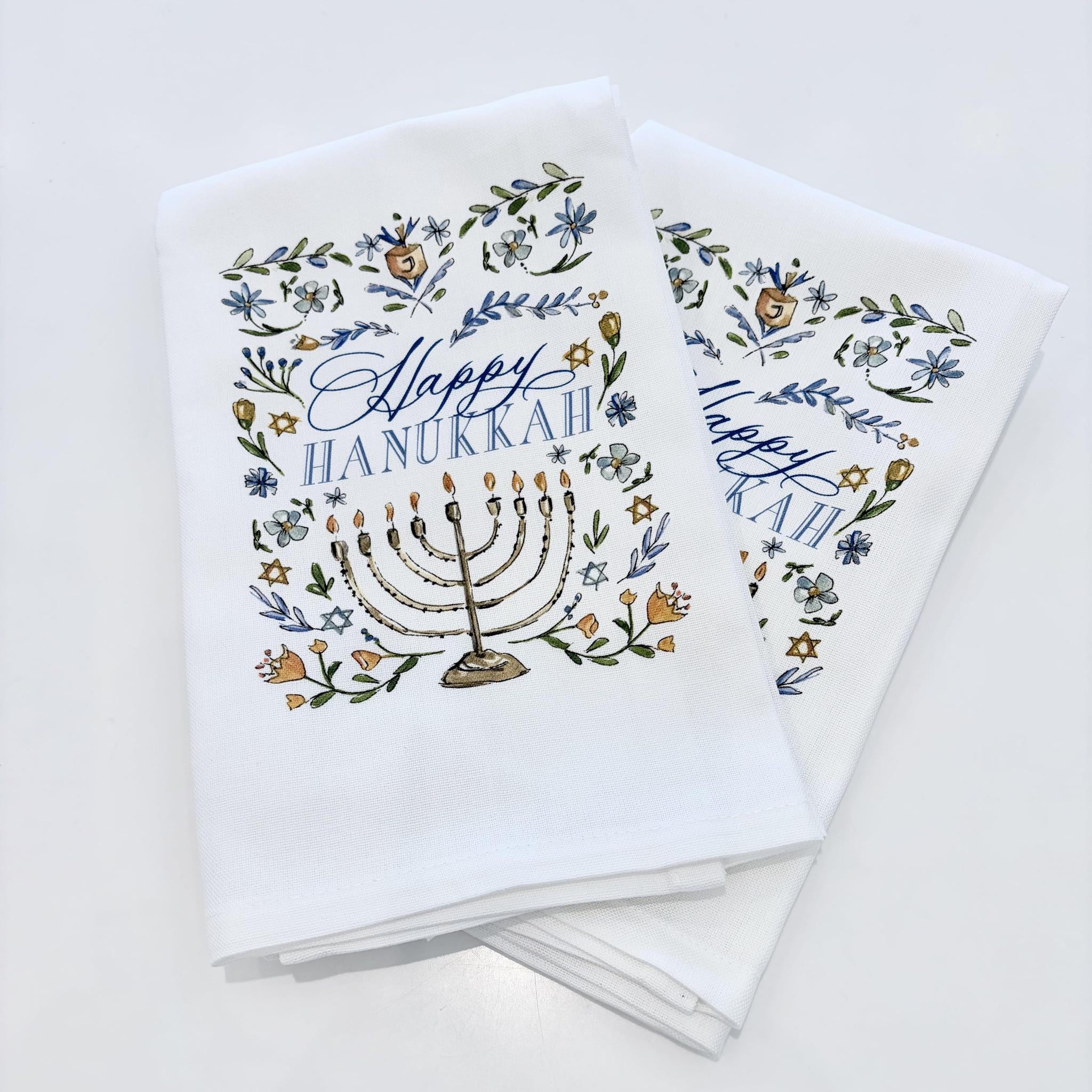Happy Hanukkah Menorah Tea Towel