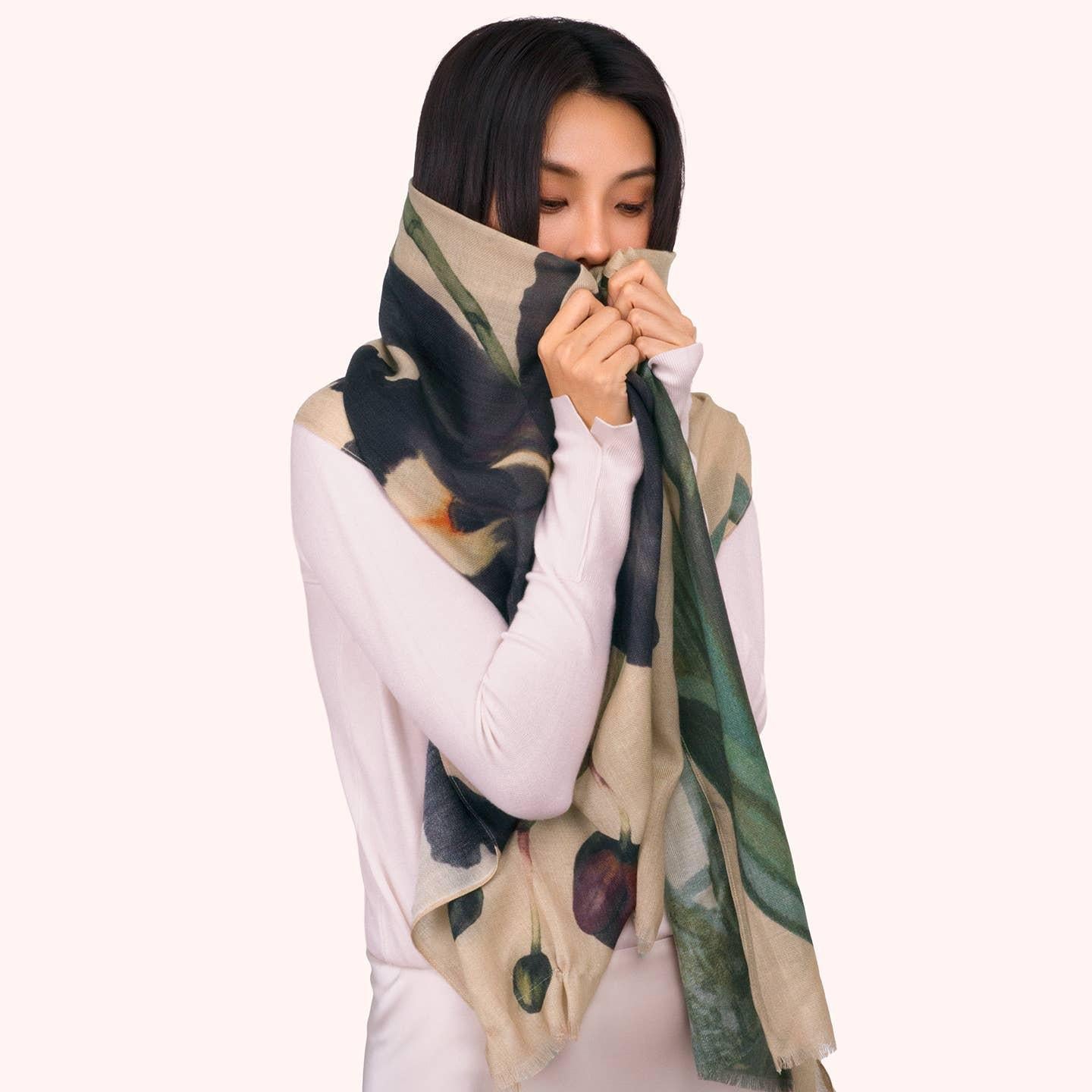 Midnight Orchid Wool Wrap Scarf