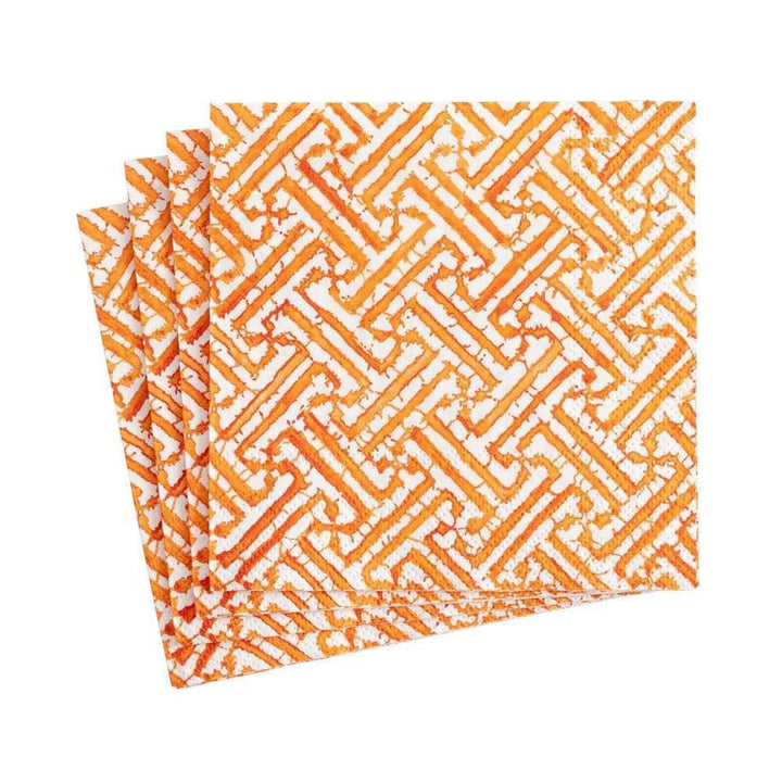 Orange Fretwork Paper Cocktail Napkins