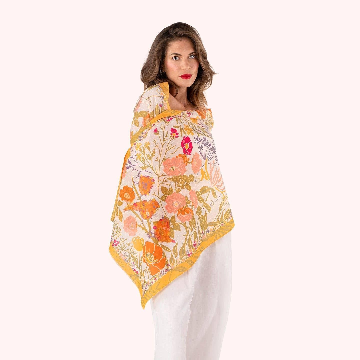 Birds in Bloom Cotton Scarf