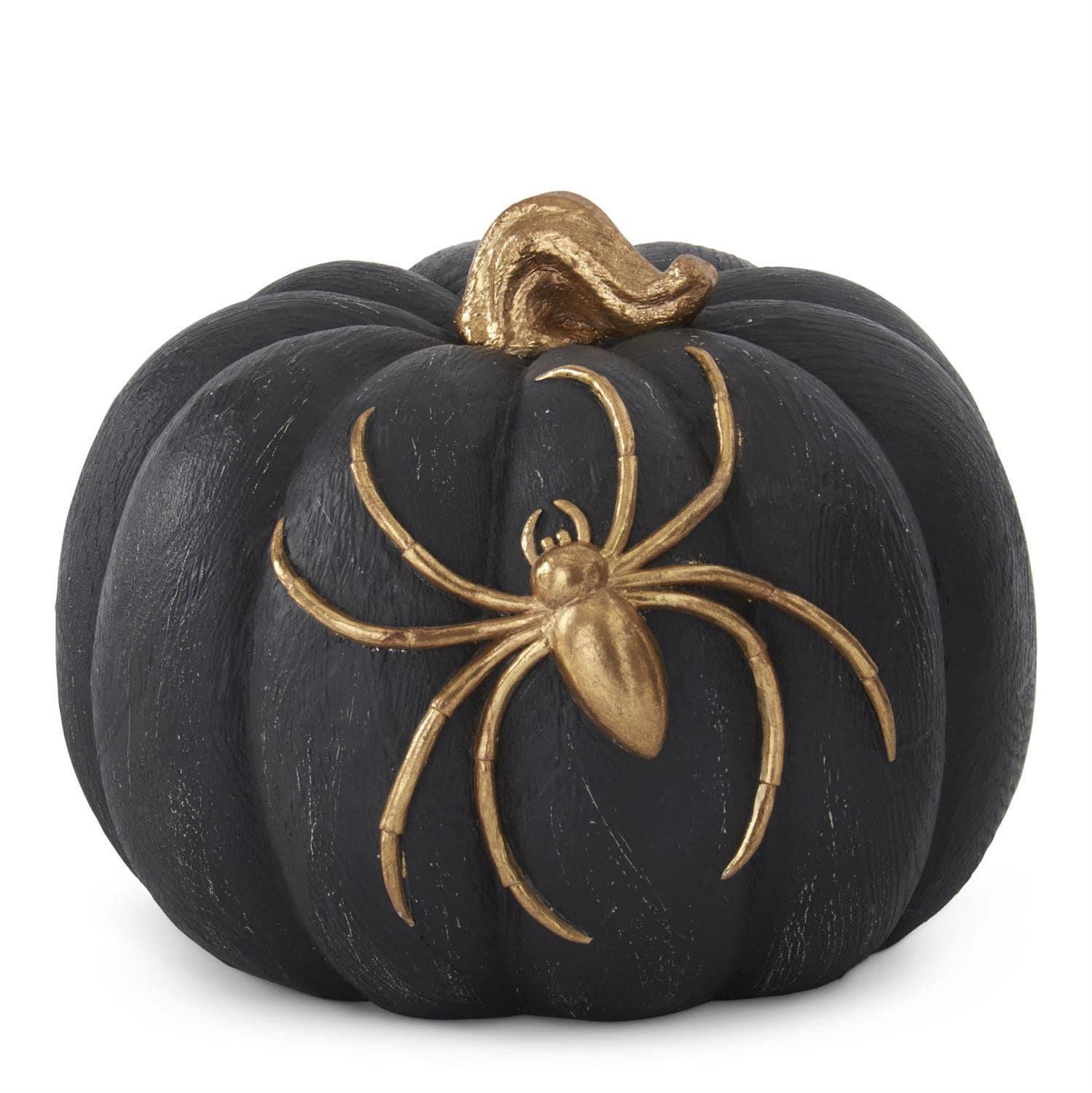 Black Pumpkin with Gold Spider