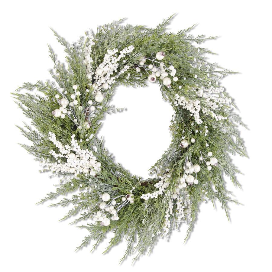 Snowy Cypress Pine & White Berry Wreath