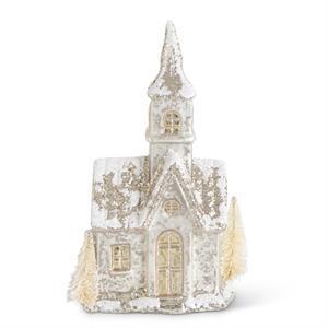 LED Silver Glittered Mercury Glass House