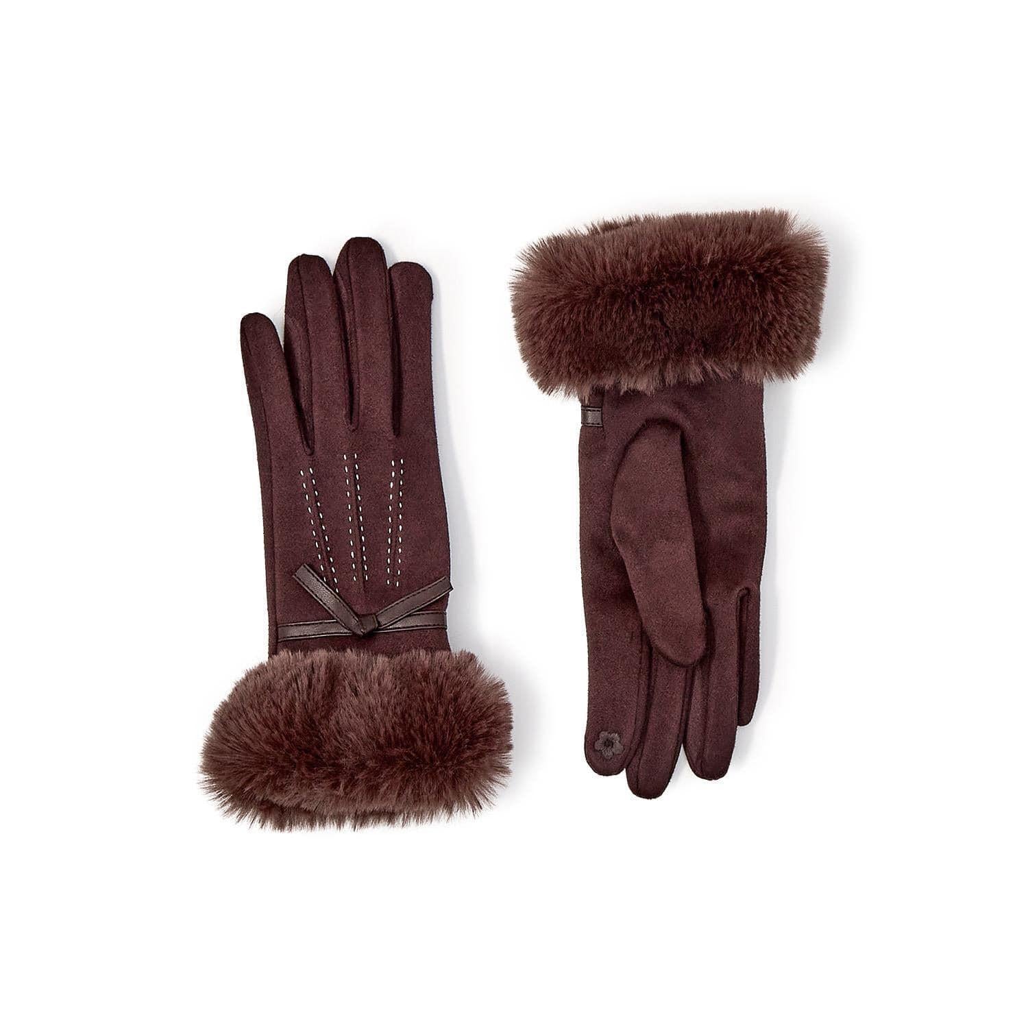 Faux Cashmere Gloves with Plush Fur Cuff