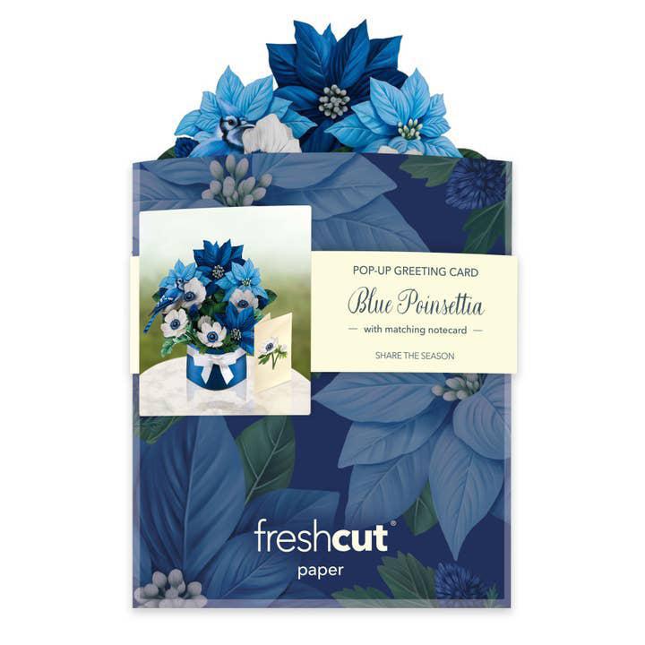 Mini Blue Poinsettia Pop-up Card