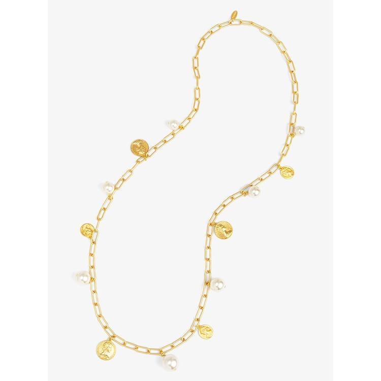 Pearls & Coins Charm Long Necklace