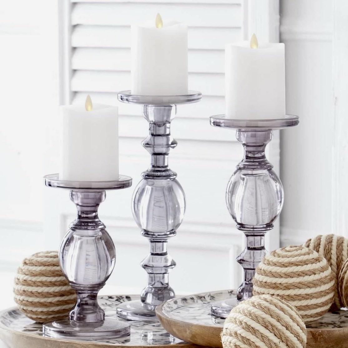 Gray Glass Taper - Pillar Candleholders