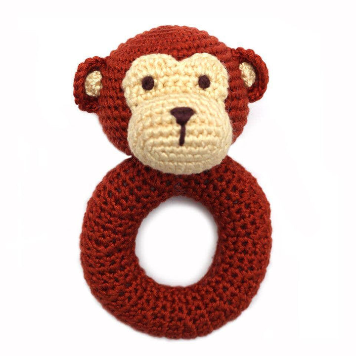 Monkey Hand Crocheted Ring Rattle