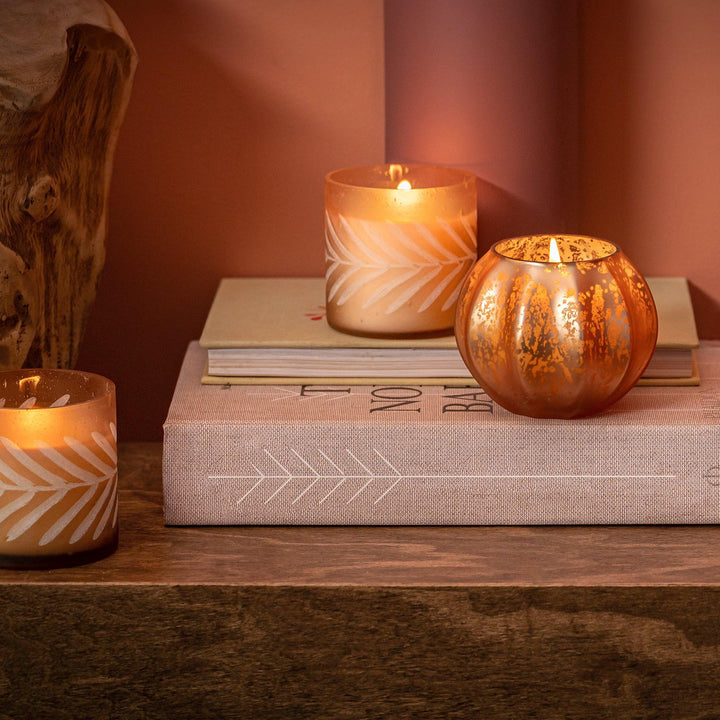 Woodfire Mercury Glass Pumpkin Candle