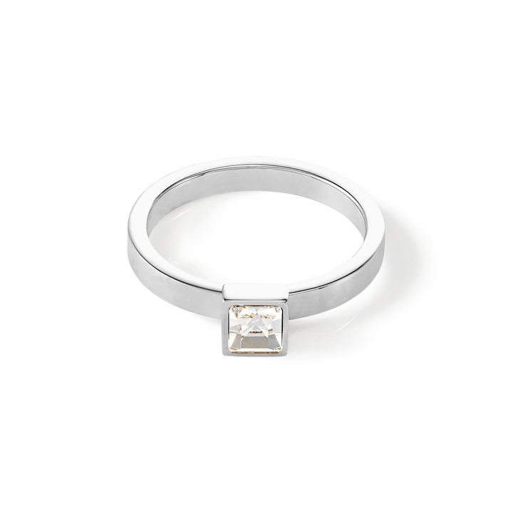 Brilliant Square Small Ring silver crystal