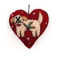 Red Heart with Dog Felt Ornament