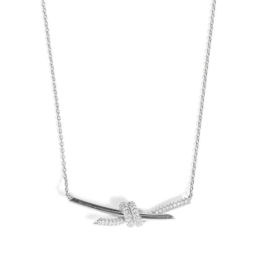 Pave Knotted Silver Pendant Necklace