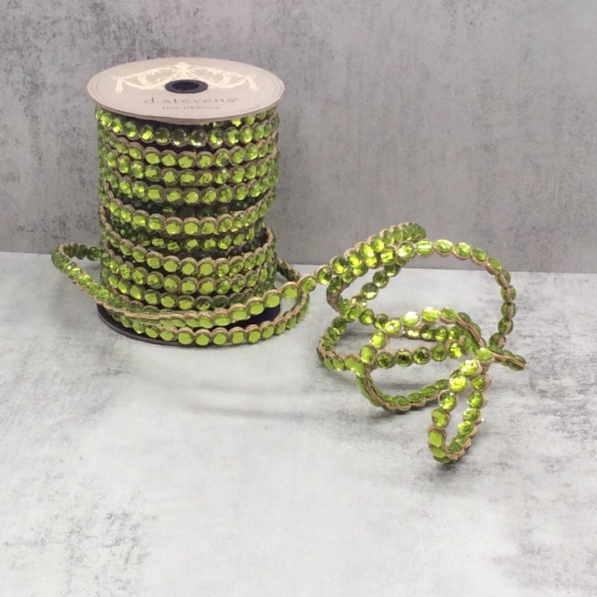 Lime Green Crown Jewel Double Sided Ribbon