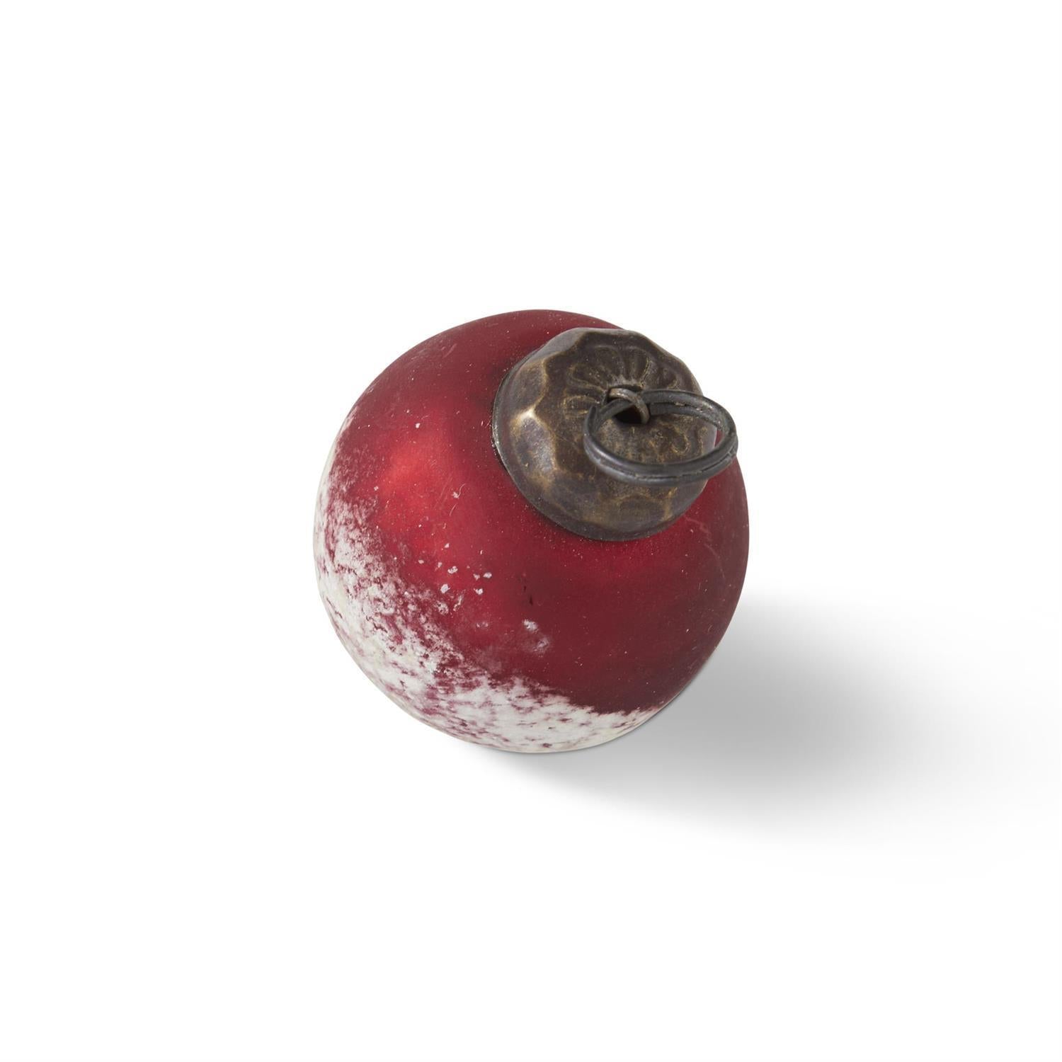 Red Half with White Speckles Glass Ornament