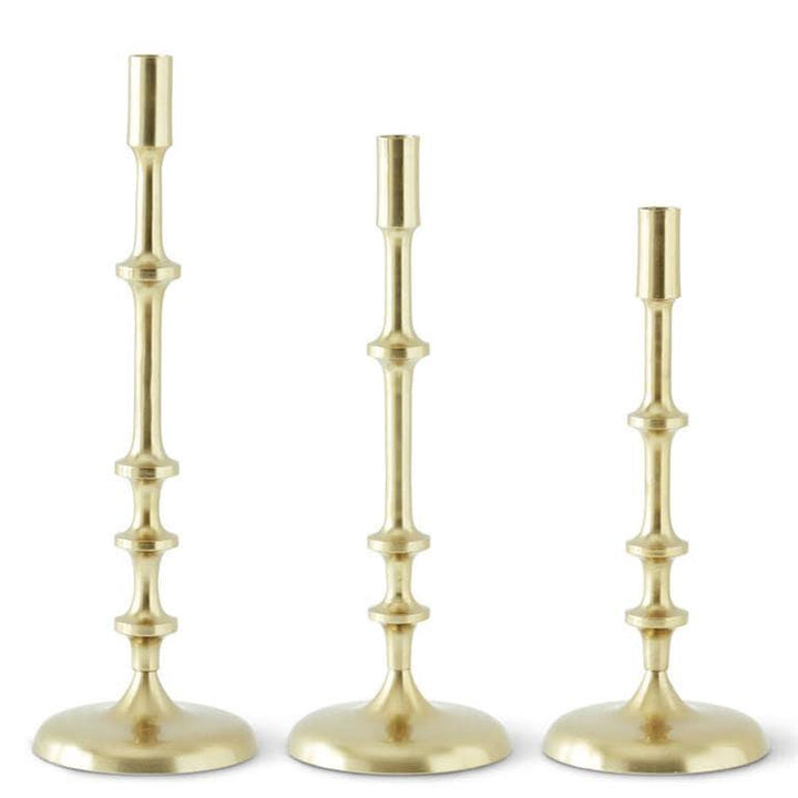 Gold Metal Ribbed Candlestick