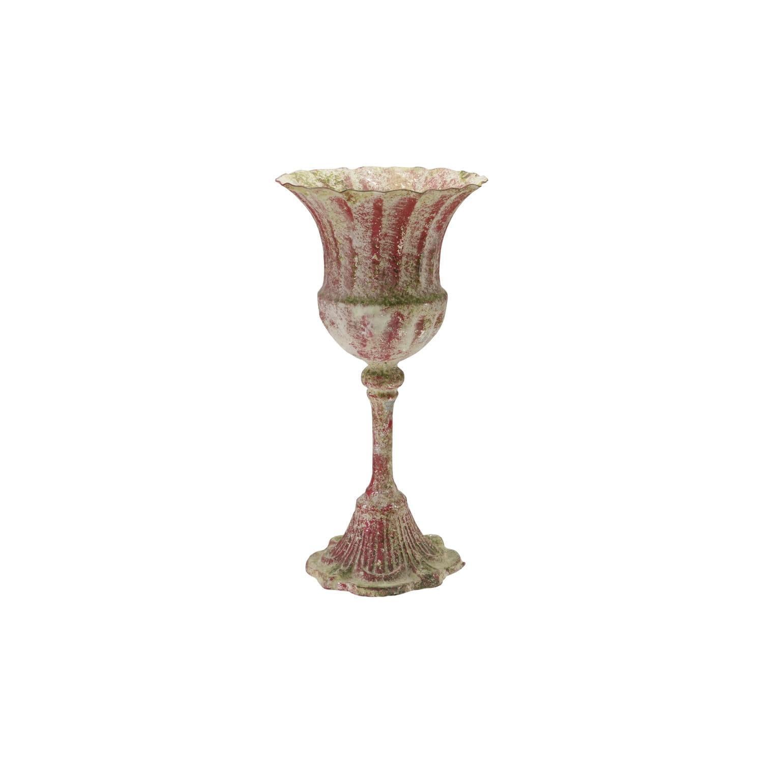Red Distressed Metal Urn